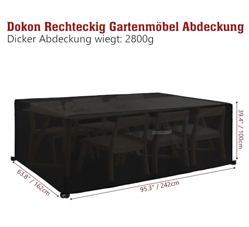 Dokon Gartenmöbel Abdeckung mit Belüftungsöffnungen, Wasserdicht 242x162x100cm - 3