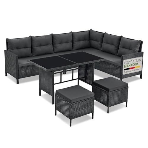 artlife polyrattan lounge manacor gartenmoebel set mit sofa tisch 2 hockern