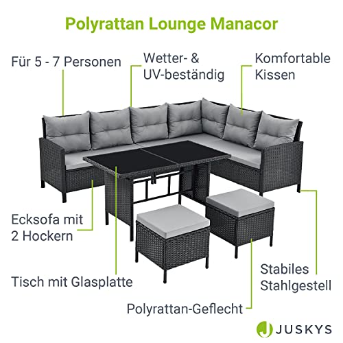 ArtLife Polyrattan Lounge Manacor | Gartenmöbel Set mit Sofa, Tisch & 2 Hockern - 3