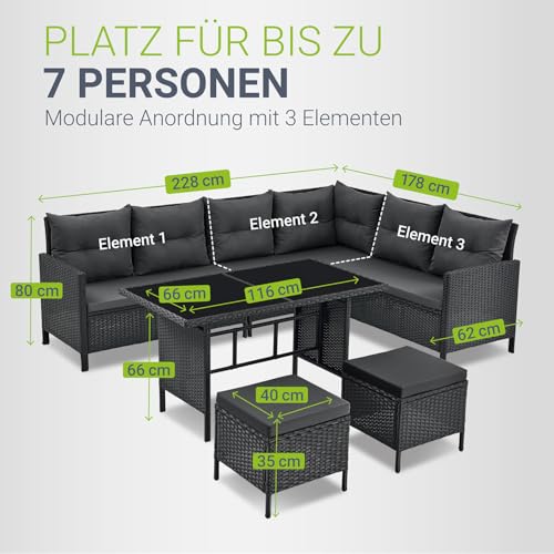 ArtLife Polyrattan Lounge Manacor | Gartenmöbel Set mit Sofa, Tisch & 2 Hockern - 4