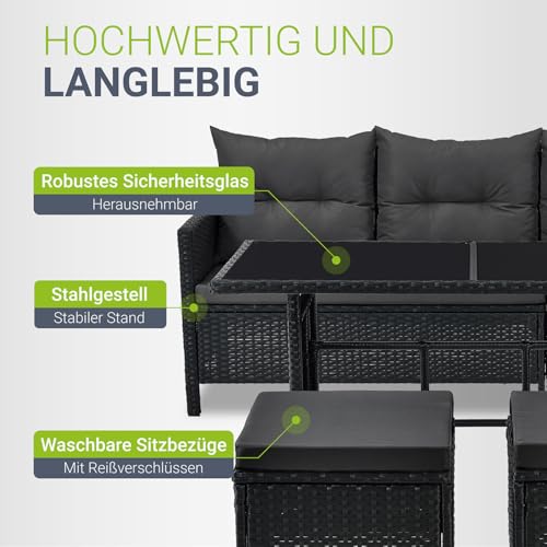ArtLife Polyrattan Lounge Manacor | Gartenmöbel Set mit Sofa, Tisch & 2 Hockern - 5