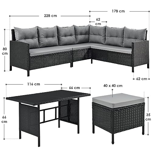ArtLife Polyrattan Lounge Manacor | Gartenmöbel Set mit Sofa, Tisch & 2 Hockern - 7