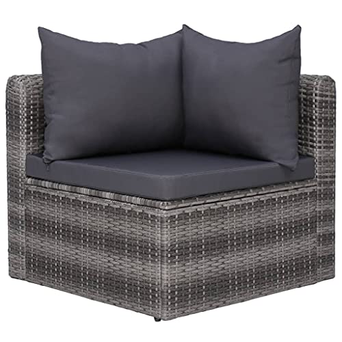 vidaXL Garten Sofgarnitur mit Polstern Kissen 5-TLG. Gartensofa Gartenmöbel Lounge Set Gartenset Sitzgruppe Sitzgarnitur Gartengarnitur Poly Rattan Grau - 5