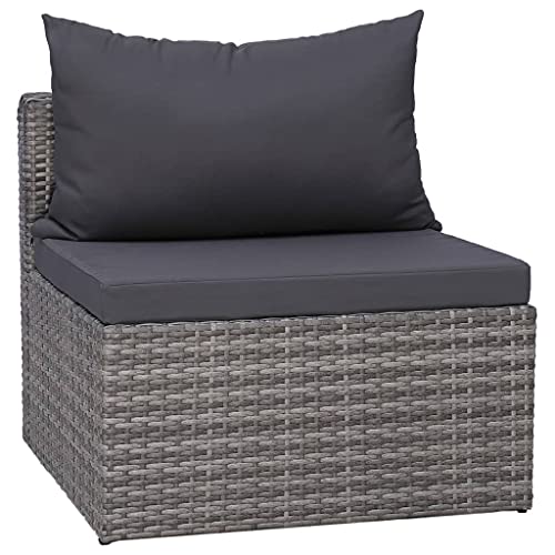 vidaXL Garten Sofgarnitur mit Polstern Kissen 5-TLG. Gartensofa Gartenmöbel Lounge Set Gartenset Sitzgruppe Sitzgarnitur Gartengarnitur Poly Rattan Grau - 6
