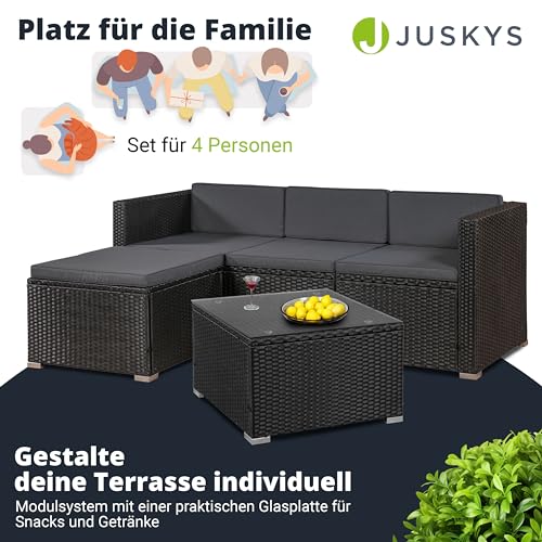 ArtLife Polyrattan Lounge Punta Cana M für 3-4 Personen mit Tisch in schwarz mit Bezügen in Dunkelgrau | Gartenmöbel Sitzgruppe - 2
