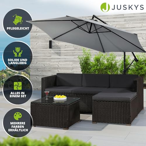 ArtLife Polyrattan Lounge Punta Cana M für 3-4 Personen mit Tisch in schwarz mit Bezügen in Dunkelgrau | Gartenmöbel Sitzgruppe - 6