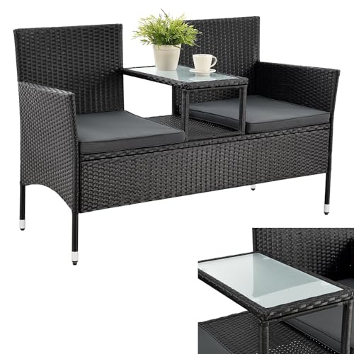 artlife polyrattan gartenbank monaco 2er sitzbank mit integriertem tisch