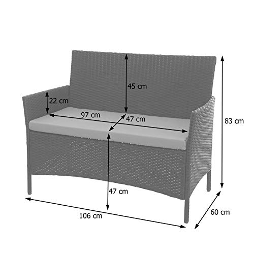 Mendler Poly-Rattan Gartenbank Halden - 2