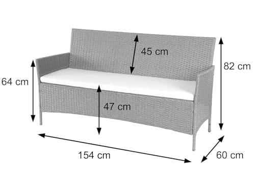 Mendler 3-Sitzer Poly-Rattan Gartenbank Halden - 4