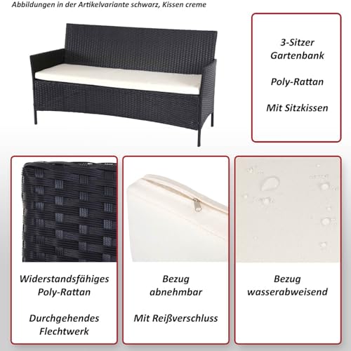 Mendler 3-Sitzer Poly-Rattan Gartenbank Halden - 3