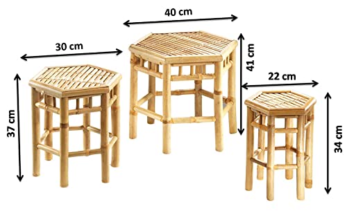 Kobolo Blumenhocker 6-eckig aus Bambus im 3er-Set - 4