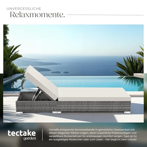 TecTake 2er Set Aluminium Polyrattan Sonnenliege + Tisch - 7