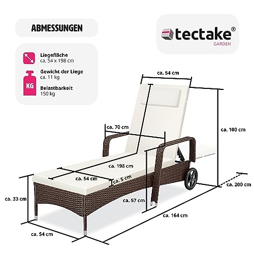 TecTake Polyrattan Gartenliege, 6-Fach höhenverstellbar - 6