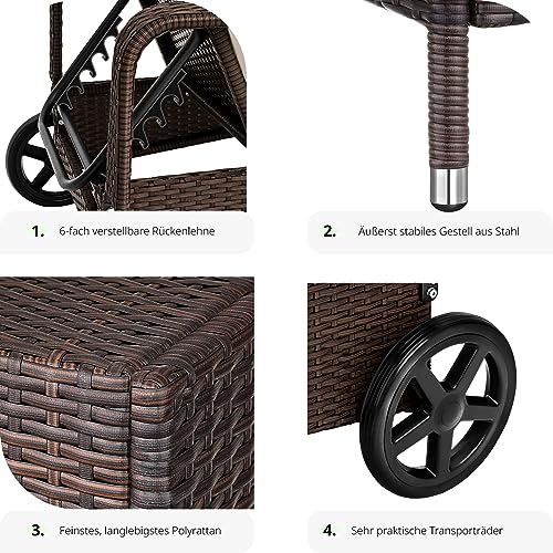 TecTake Polyrattan Gartenliege, 6-Fach höhenverstellbar - 3