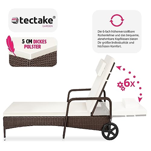 TecTake Polyrattan Gartenliege, 6-Fach höhenverstellbar - 4