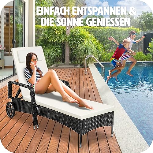 TecTake Polyrattan Gartenliege, 6-Fach höhenverstellbar - 7