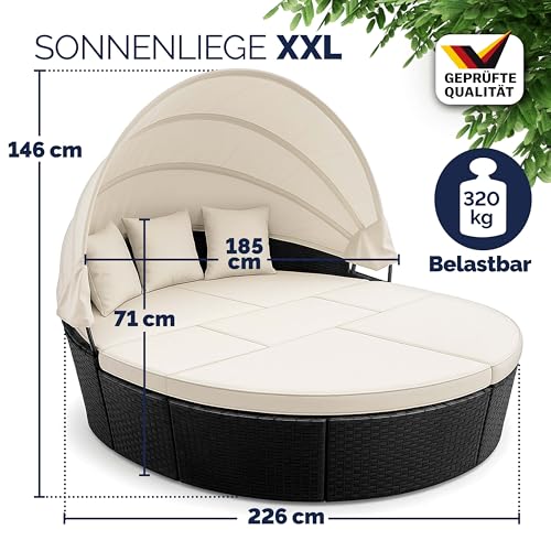 Deuba Poly Rattan Sonneninsel mit faltbarem Sonnendach - 2