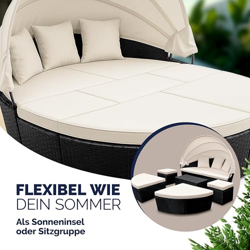 Deuba Poly Rattan Sonneninsel mit faltbarem Sonnendach - 3