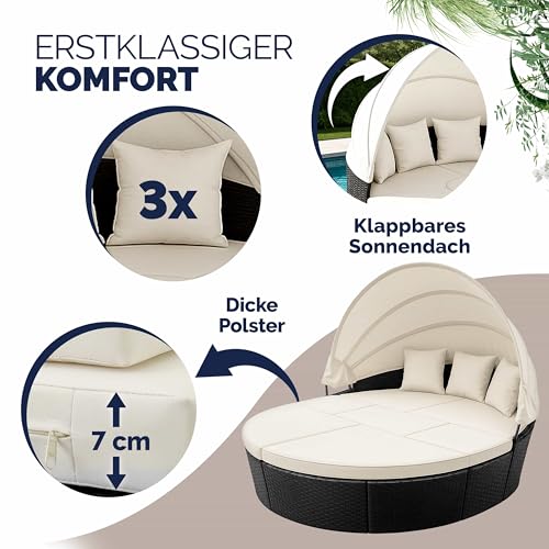 Deuba Poly Rattan Sonneninsel mit faltbarem Sonnendach - 4