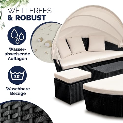 Deuba Poly Rattan Sonneninsel mit faltbarem Sonnendach - 6