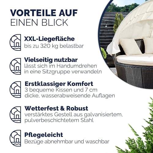 Deuba Poly Rattan Sonneninsel mit faltbarem Sonnendach - 7