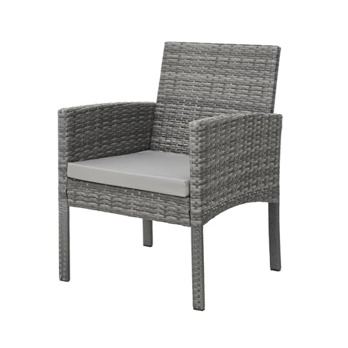 SVITA Brooklyn XL Polyrattan Essgruppe Lounge Garnitur Gartenmöbel Set Esstisch (Grau) - 6