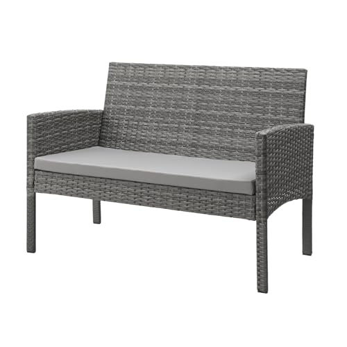 SVITA Brooklyn XL Polyrattan Essgruppe Lounge Garnitur Gartenmöbel Set Esstisch (Grau) - 7