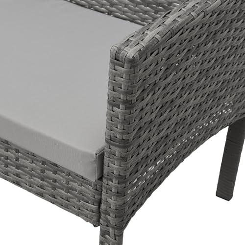 SVITA Brooklyn XL Polyrattan Essgruppe Lounge Garnitur Gartenmöbel Set Esstisch (Grau) - 9