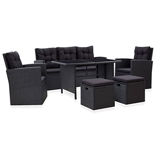 vidaxl gartenmoebel 6 tlg mit kissen sitzgruppe lounge sofa sessel garten garnitur gartenset gartensofa sitzgarnitur poly rattan schwarz