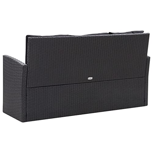 vidaXL Gartenmöbel 6-TLG. mit Kissen Sitzgruppe Lounge Sofa Sessel Garten Garnitur Gartenset Gartensofa Sitzgarnitur Poly Rattan Schwarz - 5