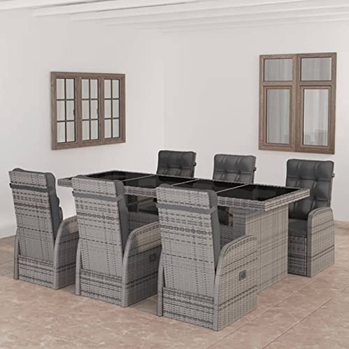 yolola sitzgruppe garten essgruppe 6 personen rattan gartenmoebel set mit 6 gartenstuhl verstellbar gartenmoebel essgruppe gartengarnitur rattanmoebel esstisch sitzgarnitur gartentisch grau