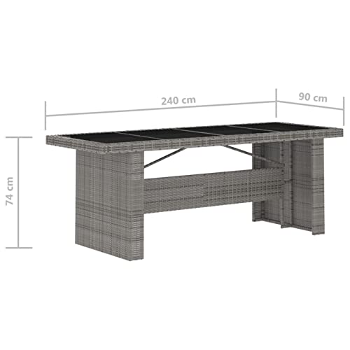 Yolola Sitzgruppe Garten Essgruppe 6 Personen Rattan Gartenmöbel Set mit 6 Gartenstuhl Verstellbar Gartenmöbel Essgruppe Gartengarnitur Rattanmöbel Esstisch Sitzgarnitur Gartentisch Grau - 6