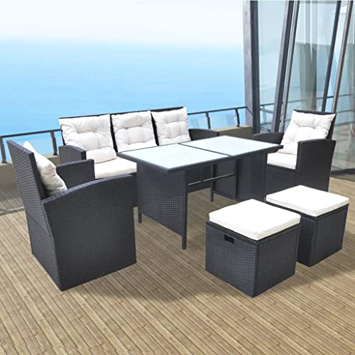 vidaXL Gartenmöbel Set 6-TLG. Poly Rattan Sitzgarnitur Sitzgruppe Gartengarnitur - 2