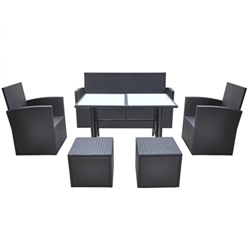vidaXL Gartenmöbel Set 6-TLG. Poly Rattan Sitzgarnitur Sitzgruppe Gartengarnitur - 3