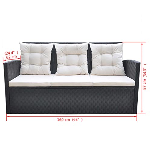 vidaXL Gartenmöbel Set 6-TLG. Poly Rattan Sitzgarnitur Sitzgruppe Gartengarnitur - 8
