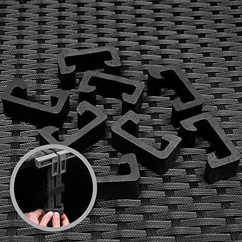 Casaria® Lounge Set Polyrattan XL 16-teilig 7cm Auflagen 15cm Rückenkissen 5mm Sicherheitsglas Tisch Wetterfest Garten Möbel Ecklounge Schwarz - 5