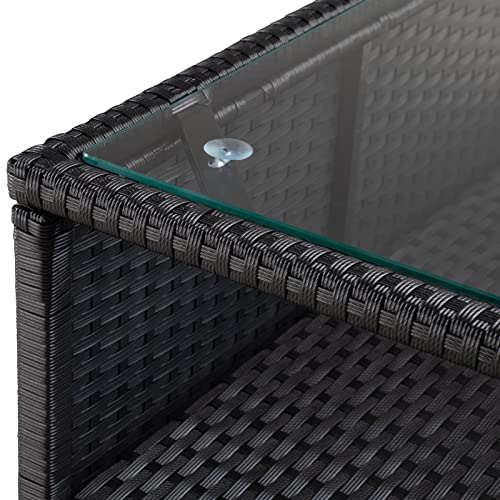 Casaria® Lounge Set Polyrattan XL 16-teilig 7cm Auflagen 15cm Rückenkissen 5mm Sicherheitsglas Tisch Wetterfest Garten Möbel Ecklounge Schwarz - 9