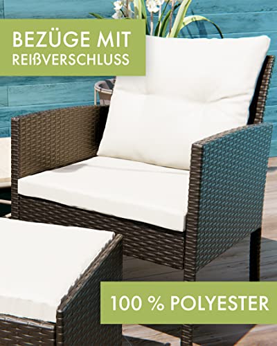 Swing & Harmonie Sitzgruppe Garten - Rattanmöbel Outdoor - Robuste Gartenmöbel - Hochwertige Gartengarnitur - Garten-Essgruppe - Outdoormöbel - Esstisch (grau) - 4
