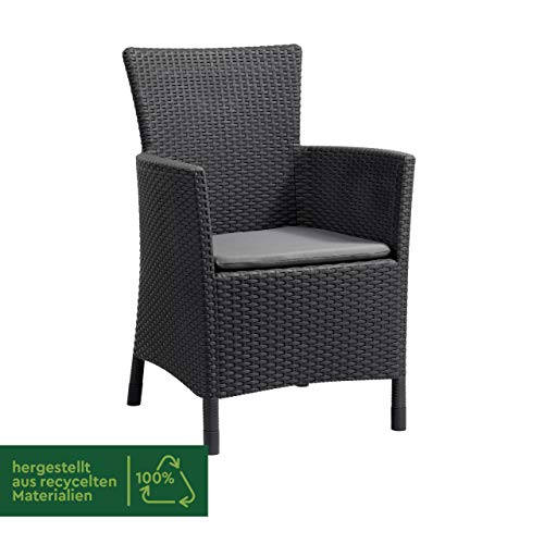 Allibert by Keter Gartensessel Iowa, graphit/cool grey, inkl. Sitzkissen, Kunststoff, flache Rattanoptik, wetterfest, UV-beständig, TÜV-zertifiziert bis 110kg - 2