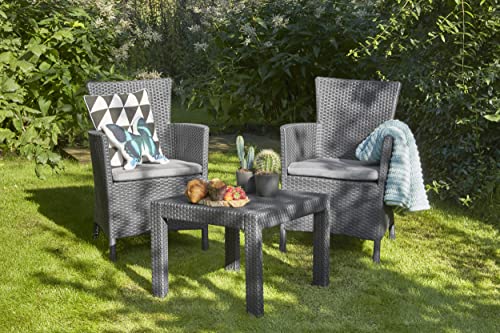 Allibert by Keter Gartensessel Iowa, graphit/cool grey, inkl. Sitzkissen, Kunststoff, flache Rattanoptik, wetterfest, UV-beständig, TÜV-zertifiziert bis 110kg - 6