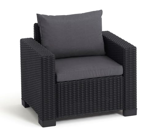 allibert california loungesessel rattan optik in anthrazit inkl passendem sitz rueckenkissen fuer balkon garten und terrasse