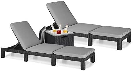 allibert sonnenliege gartenliege 2er set allibert daytona polyrattan rattanoptik kuehlbox ice cube graphit inkl auflage