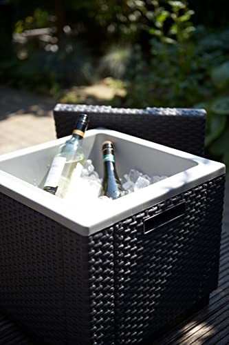 Allibert Sonnenliege Gartenliege 2er Set Allibert Daytona Polyrattan Rattanoptik Kühlbox Ice Cube - graphit inkl. Auflage - 5