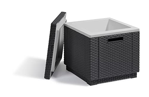 Allibert Sonnenliege Gartenliege 2er Set Allibert Daytona Polyrattan Rattanoptik Kühlbox Ice Cube - graphit inkl. Auflage - 6