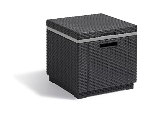 Allibert Sonnenliege Gartenliege 2er Set Allibert Daytona Polyrattan Rattanoptik Kühlbox Ice Cube - graphit inkl. Auflage - 8